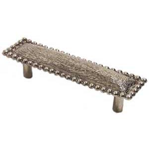 Emenee OR336-ABS Premier Collection Bead Edge Texture Pull 4 inch x 1 inch in Antique Bright Silver Charisma Series
